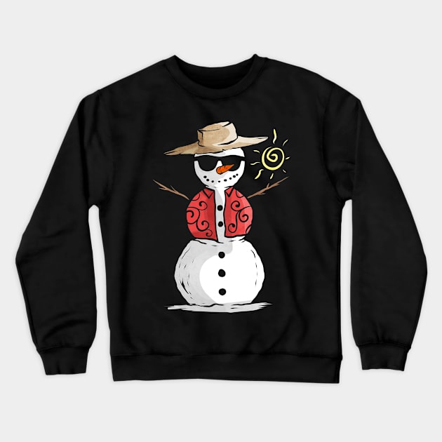 Snowman In The Sun With Straw Hat For Christmas In July Crewneck Sweatshirt by SinBle